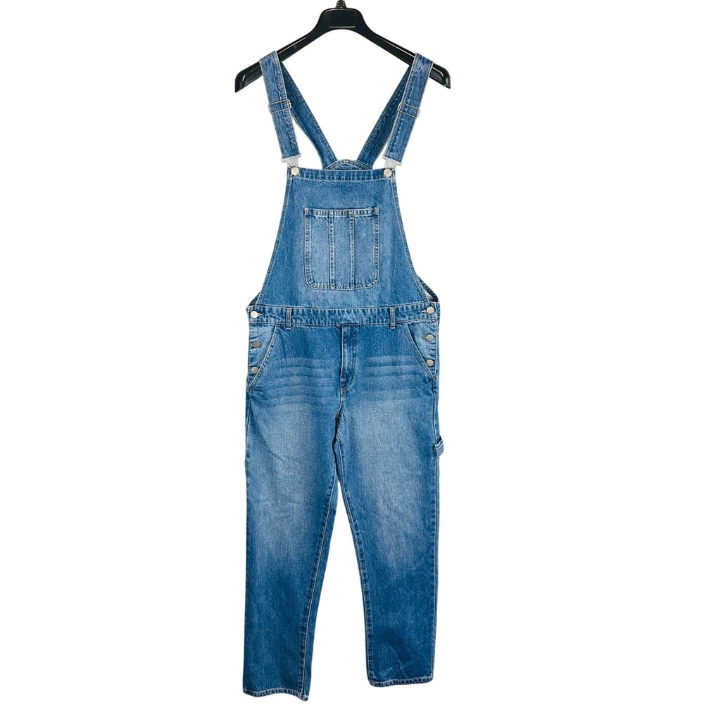 Forever 21 Mens Sz Large Overalls Denim Blue Pockets Carpenter Cotton